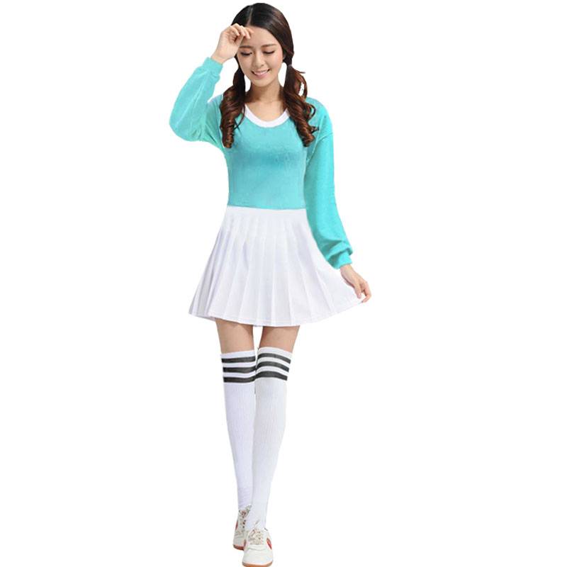 Mint green shirt + 0013 white dress